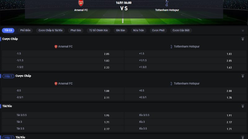 Arsenal vs Tottenham