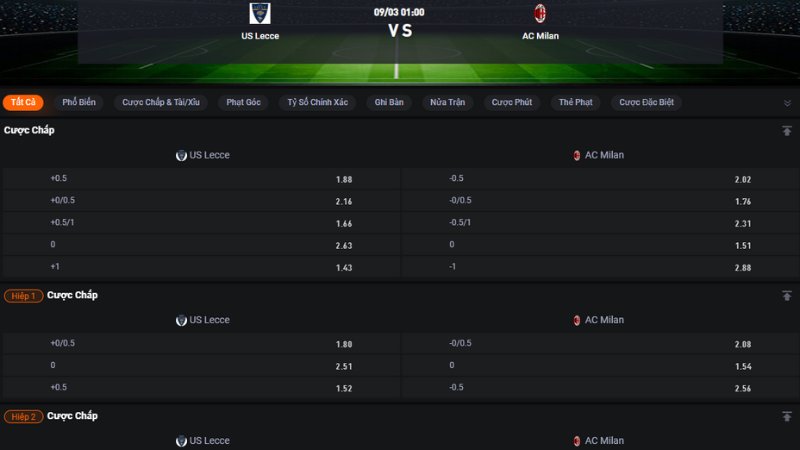 Lecce vs AC Milan